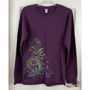 L|A|T Bryce Canyon Purple Long Sleeve Cotton Blend Waffle Knit Top 2 X-Large XXL